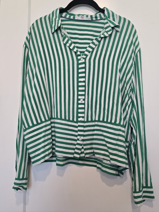 Jane and Delancey Tops - Jane + Delancey Green And White Stripe Button Up Top